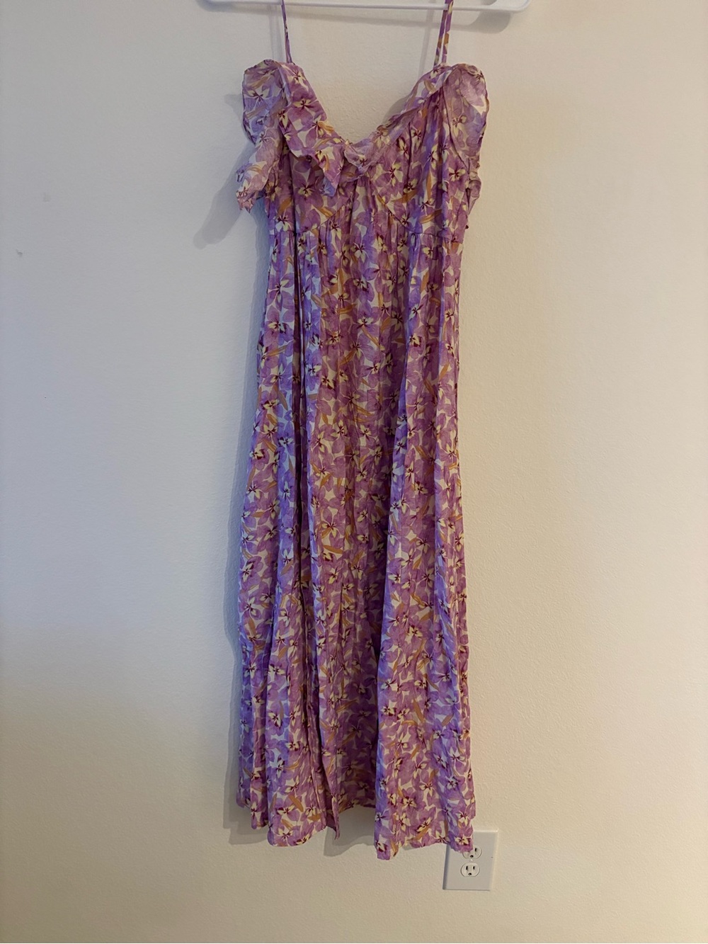 H&M Lavender Floral Maxi Dress with Ruffle Bodice
